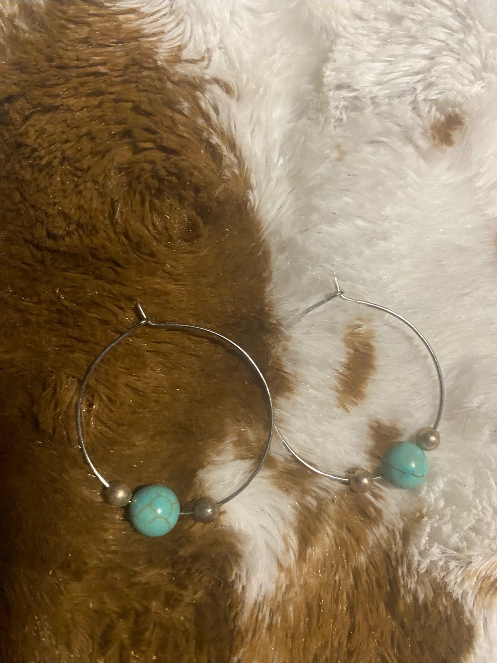 Turquoise Bead Hoop Earrings - Women Jewelry
